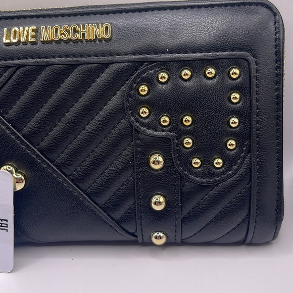 Love Moschino gold heart studded wallet black NWT - Picture 4 of 6